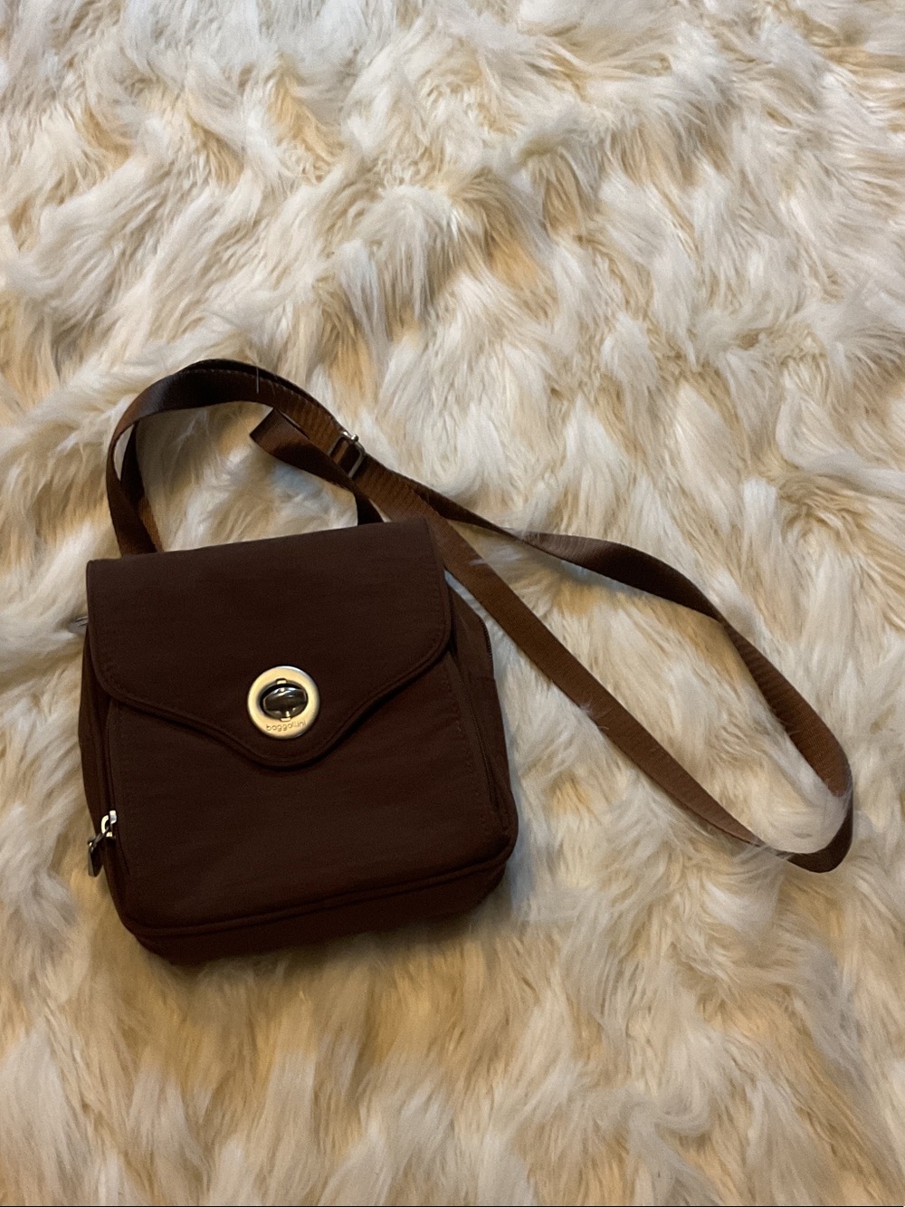 Baggallini Chocolate Brown Crossbody with Turn-Lock